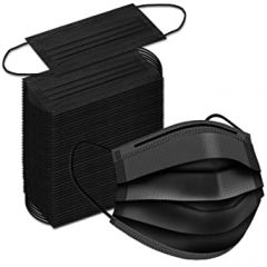 Black Disposable Face Masks, 100 Pack Black Face Masks 3 Ply Filt