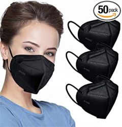 50pcs KN95 Face Mask Black 5 Layer Cup Dust Safety Masks Filter E