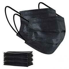 100Pcs Disposable Face Masks, Black Face Mask, 3 Ply Disposable M