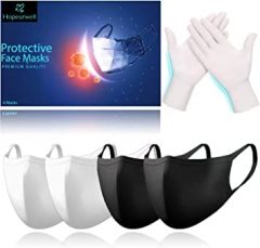 Protective Face Mask and Gloves Kit (4 Pack + 1 Pair Glove) 3 Lay