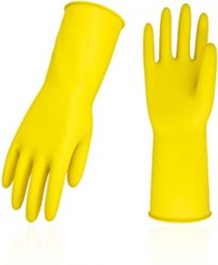 Vgo 1-Pair Reusable Household Gloves, Rubber Dishwashing gloves, 