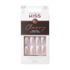 KISS Classy French Nail Manicure Kit with Gel Finish, Medium, Cof