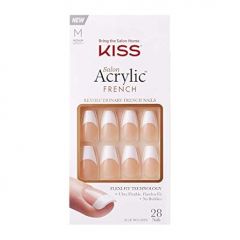 KISS Salon Acrylic French Nail Manicure Set, Medium Length, Squar