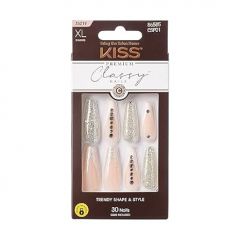 KISS Salon Acrylic Press On Nails, Nail glue included, 'Bare