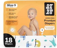 Hello Bello Premium Baby Diapers Size 5 I 18 Count of Disposable,