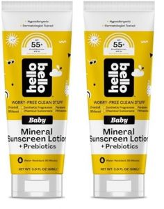 Hello Bello Mineral SPF 55+ Sunscreen Lotion with Prebiotics I Wa