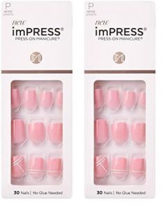 KISS imPRESS Press-On Nails Petite Length Glue On Nails Manicure 