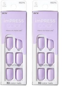 KISS imPRESS Color Press-On Manicure Fake Nails, Vivid Lavender -
