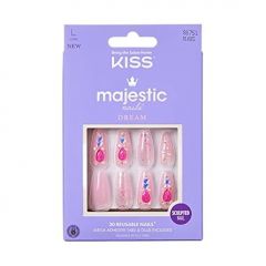 KISS Majestic Press On Nails, Nail glue included, 'Lovely Bu
