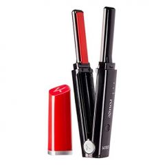 KISS Cordless Flat Iron Rouge Portable Hair Straightener, ¾ Tour