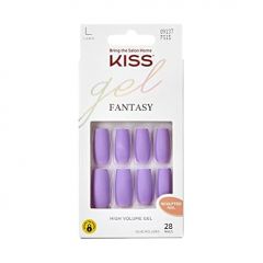 KISS Gel Fantasy Press On Nails, 'Save', Purple, Long S