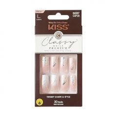 KISS Classy Premium Press On Nails, 'Stunning!', French