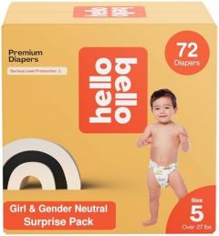 Hello Bello Premium Diapers, Size 5 (27+ lbs) Surprise Pack for G