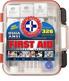 First Aid Kit Hard Red Case 326 Pieces Exceeds OSHA and ANSI Guid
