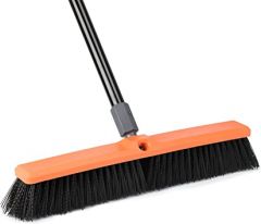 18inch Push Broom Outdoor - Heavy Duty Broom for Driveways, Sidew