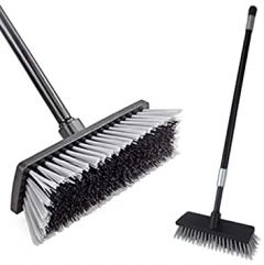 LandHope Hard Bristle Deck Broom Adjustable Long Handled Scrub Br
