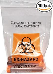 Daarcin 100pcs Biohazard Specimen Bags, 6x9.8in/15x25cm Laborator