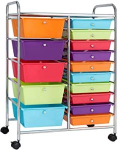 Giantex 15-Drawer Organizer Cart Office School Storage Cart Rolli