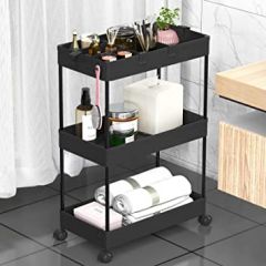 SAKA Slim Storage Cart,3 Tier Bathroom Rolling Utility Cart Stora