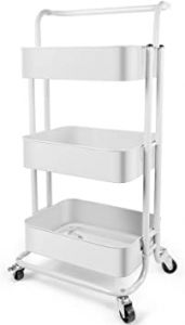 Homchwell 3 Tier Metal Utility Rolling Cart with Lockable Wheels,