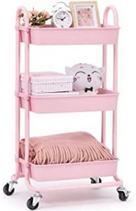 TOOLF Utility Rolling Cart with Lockable Wheels,Multi-Purpose Sto