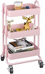 MIOCASA 3-Tier Metal Utility Rolling Cart, Heavy Duty Multifuncti