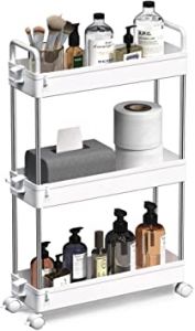 SOLEJAZZ Slim Storage Cart, 3 Tier Bathroom Cart Organizer Mobile