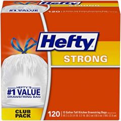 Hefty Strong Tall Kitchen Trash Bags, Unscented, 13 Gallon, 120 C