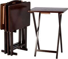 Amazon Basics Classic TV Dinner Folding Trays with Storage Rack, 