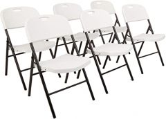 Amazon Basics Folding Plastic Chair, 350-Pound Capacity, White, 6