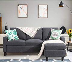 Shintenchi Convertible Sectional Sofa Couch, Modern Linen Fabric 