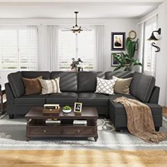 HONBAY Convertible Sectional Sofa, L Shape Sectional Couch with R