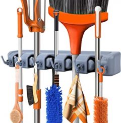 Mop Broom Holder Wall Mounted Kitchen Hanging Garage Utility Tool