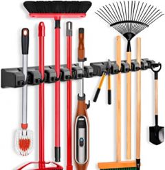 2 Pack Imillet Mop and Broom Holder, Wall Mounted Organizer Mop a