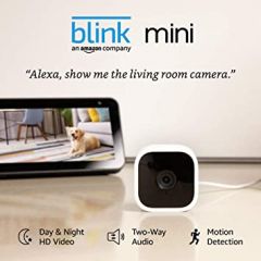 Blink Mini – Compact indoor plug-in smart security camera, 1080