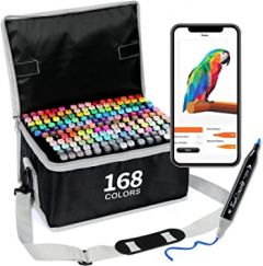 168 Colors Alcohol Markers for Artists, Free APP for Coloring, Ar