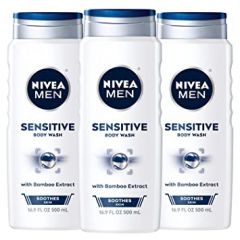 NIVEA MEN Sensitive Body Wash with Bamboo Extract, 3 Pack of 16.9