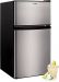 Upstreman 3.2 Cu.Ft Mini Fridge with Freezer, Stainless Steel 2 d